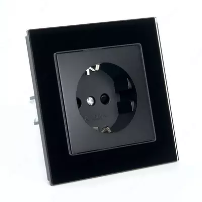 Yagona elektr rozetkasi (yerga ulangan) "Dusel" Rich, 16A, 220-250 V (Qora)