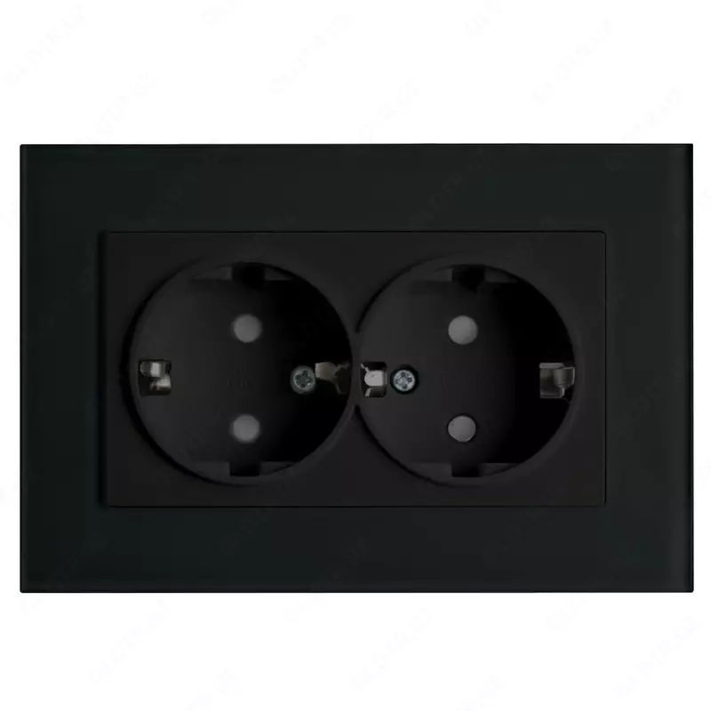 Двухместная электророзетка (с заземлением) "Dusel" Rich, 16А, 220-250 В (Black)