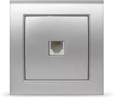 Телефонная розетка RJ11 ( одноместная) "Dusel" Rich, 6А, IP44 (Silver)