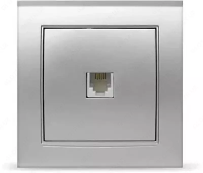 Telefon rozetkasi RJ11 (bitta) "Dusel" Rich, 6A, IP44 (Kumush)