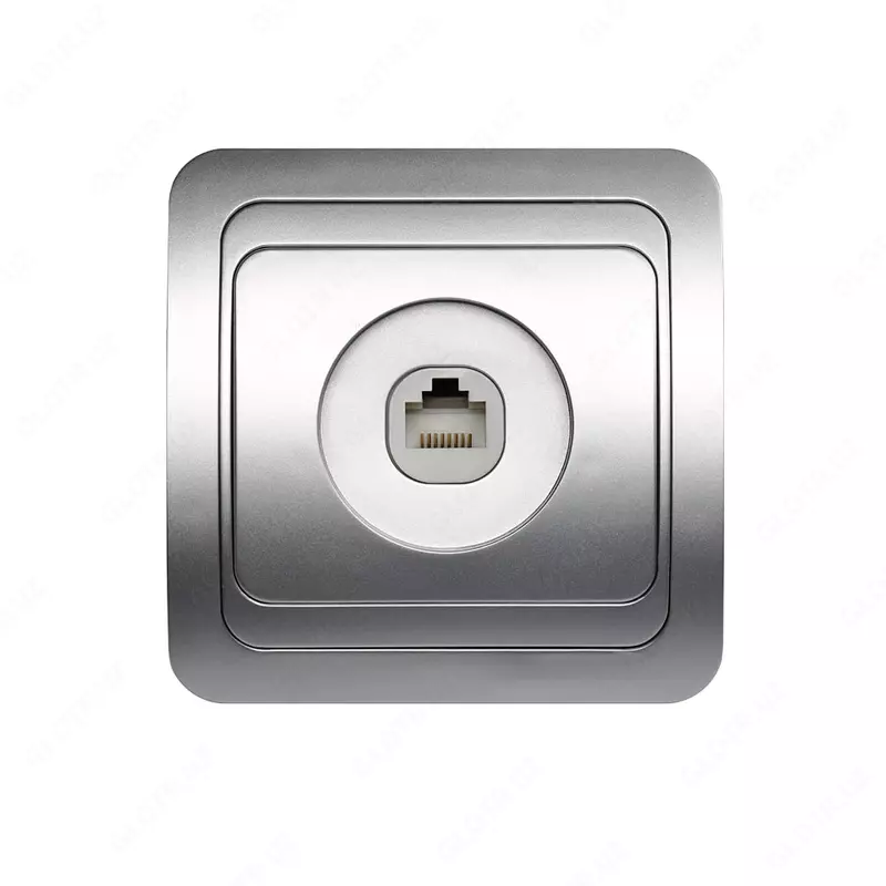 Розетка для интернета RJ45 ( одноместная) "Dusel" Rich, IP44 (Silver)