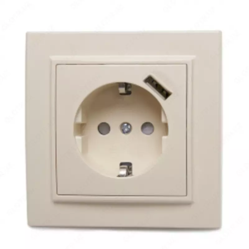 Одноместная розетка с USB-портом DC 5V 1A "Dusel" Rich, 16А, 250 В (Coffee)