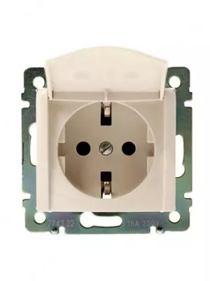 Одноместная электророзетка с крышкой (с заземлением) "Dusel" Rich