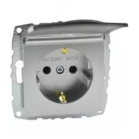 Одноместная электророзетка с крышкой (с заземлением) "Dusel" Rich