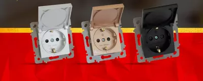 Qopqoqli yagona elektr rozetkasi (yerga ulangan) "Dusel" Rich, 16A, 220-250V (Oq)