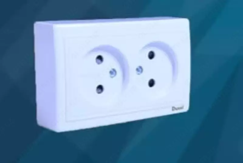 Двухместная наружная электророзетка (без заземления) "Dusel" Rich-104