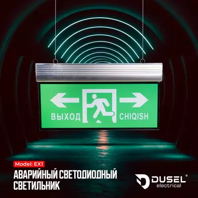 Аварийное светодиодное табло (Выход направо/налево) "Dusel" EX1, 3W, IP20 (Зеленое)