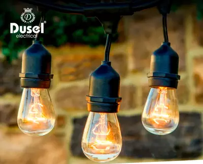 Elektr patronlaridan dekorativ gulchambar "Belt-light" (20 sm/20 dona) "Dusel" E27, 60 Vt, uzunligi 1 m (Qora)