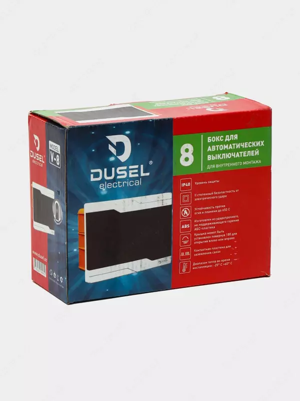 Пластиковый электрический щит-бокс (8 модулей) "Dusel" V-8, IP40 (Белый/черный)