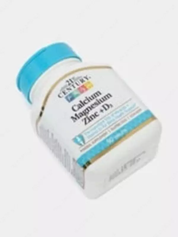  Витамин D3  Кальций  Магний  Цинк от 21st Century  Calcium Magnesium Zinc + D3  (90 капсул) - 