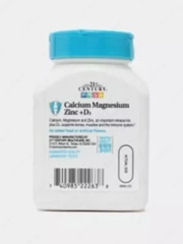   Витамин D3  Кальций  Магний  Цинк от 21st Century  Calcium Magnesium Zinc + D3  (90 капсул)
