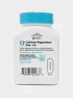   Витамин D3  Кальций  Магний  Цинк от 21st Century  Calcium Magnesium Zinc + D3  (90 капсул)