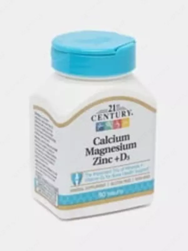  Витамин D3  Кальций  Магний  Цинк от 21st Century  Calcium Magnesium Zinc + D3  (90 капсул) Только в розницу