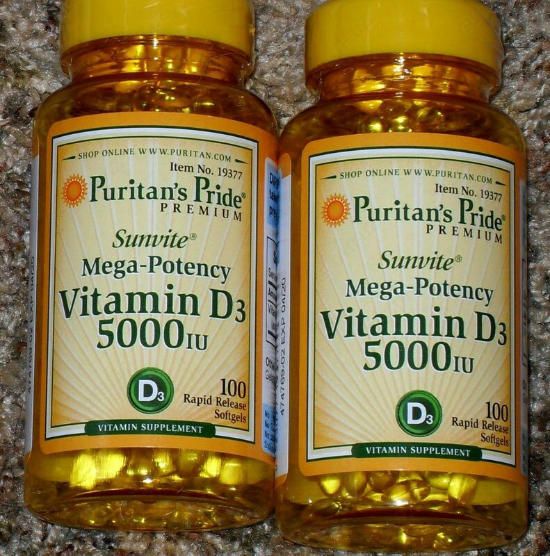 Витамины Д 3 Puritan's pride sun vita mega-potency vitamin d3 5000 iu