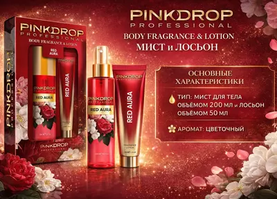 Pinkdrop Professional Body Fragrance va Body Lotion Red Aura to‘plami