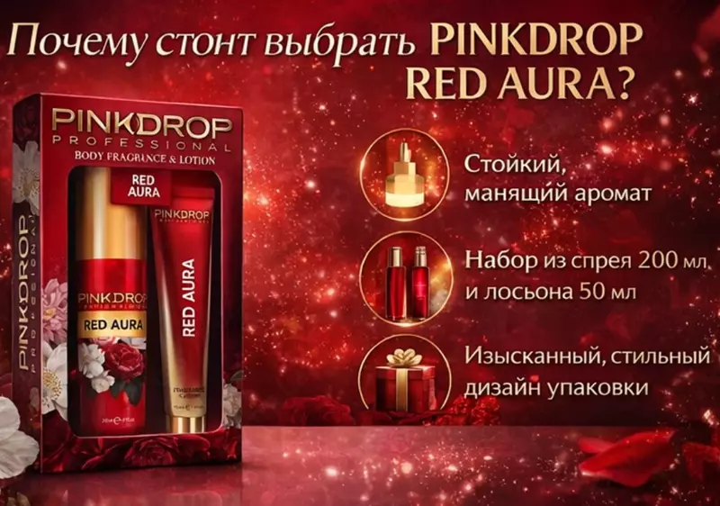  Pinkdrop Professional Body Fragrance va Body Lotion Red Aura to‘plami - 