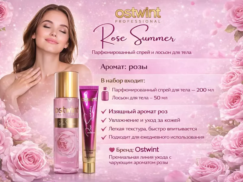 Набор для ухода за телом Ostwint Rose Summer