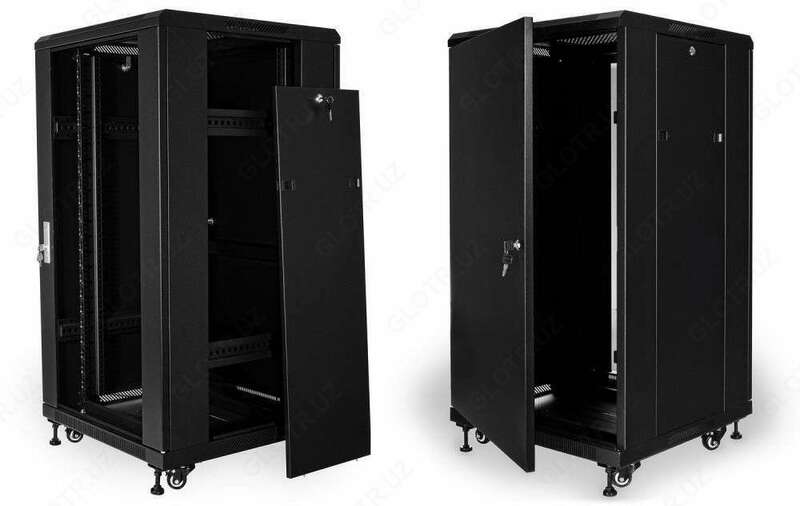 Коммутационный шкаф 18U 600*600*988 (полка-1 шт блок 2 вент.-1 шт) черный