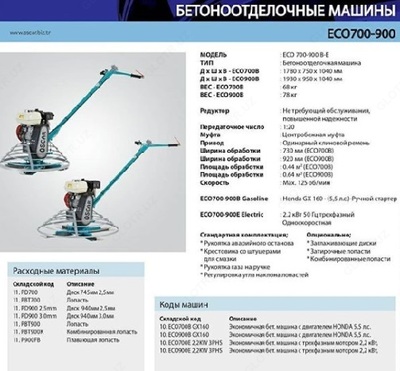 Бетоноотделочные машины ЭКО 700-900 - Цена по запросу