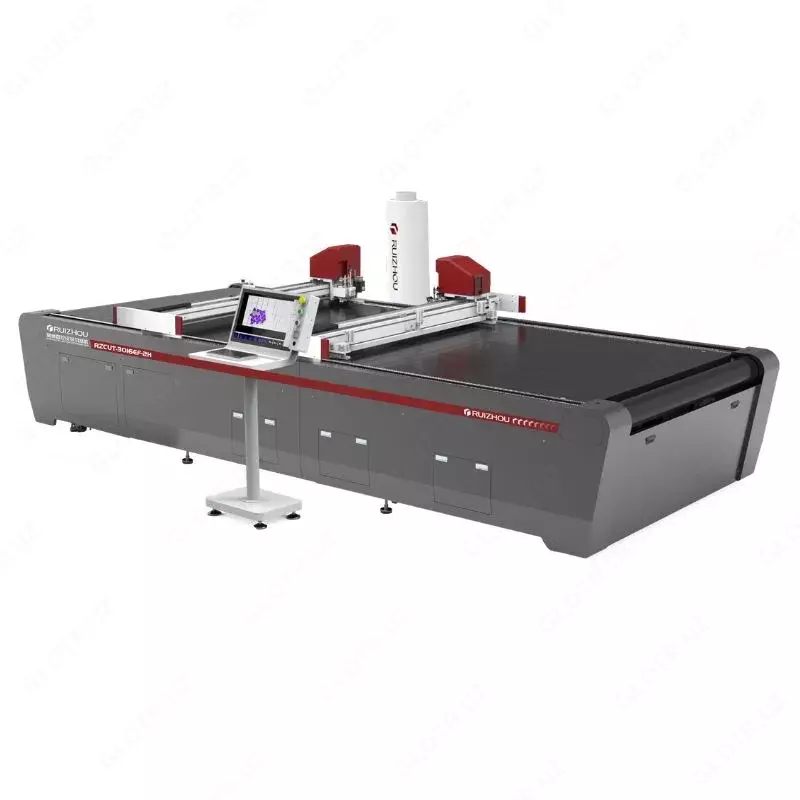 Ikki boshli vibratsion pichoqli CNC charm mebel kesish stanogi RUIZHOU RZKUT5-AR3032EF-2H