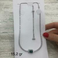 Итальянская цепочка с подвеской из зеленого камня - 66 017.5 сум