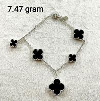 Серебряный браслет с черными камнями "Клевер" - 32 000 сум