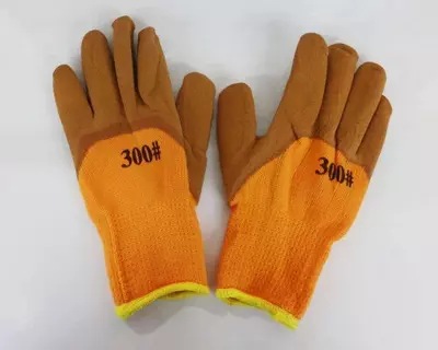 5 800 so'm / juft Akril qo'lqoplar "300#" qirrali lateks qoplamali (to'q sariq/jigarrang)