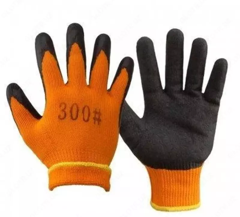   Akril qolqoplar 300# qirrali lateks qoplamali (toq sariq/qora)