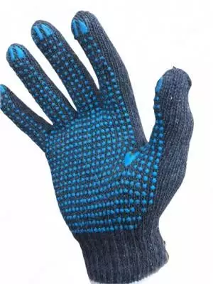 PVX nuqtali trikotaj qo'lqoplar (qora)