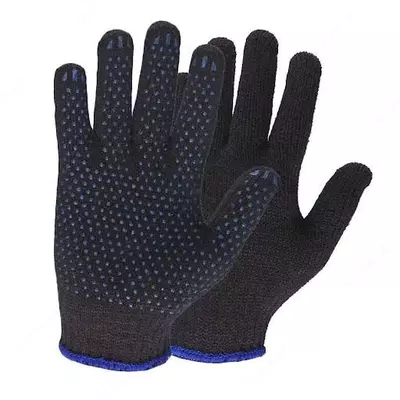 PVX nuqtali trikotaj qo'lqoplar (qora) - 2 000 so'm / juft