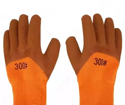 Akril qo'lqoplar "300#" qirrali lateks qoplamali (to'q sariq/jigarrang) - 5 800 so'm / juft