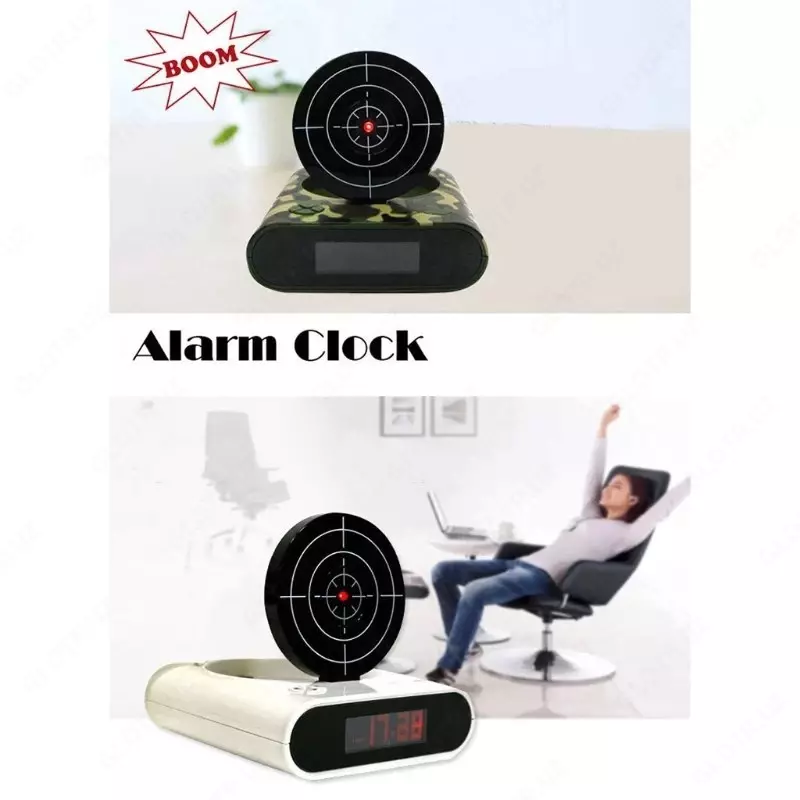 Часы-будильник мишень и пистолет Gun Alarm Clock