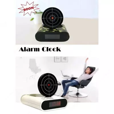 Часы-будильник мишень и пистолет Gun Alarm Clock