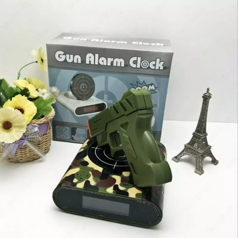 Часы-будильник мишень и пистолет Gun Alarm Clock