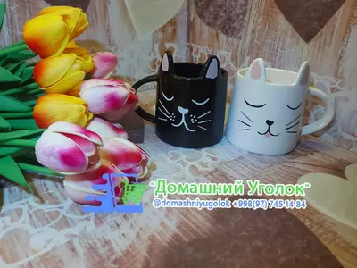 Парные керамические кружки в виде кошечек - 130 000 сум / шт.