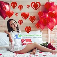 Комплект подвесных объемных сердец из блестящей фольги - 40 000 сум