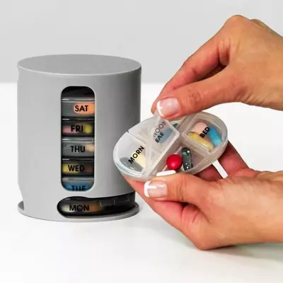 Компактный органайзер для таблеток с ячейками 7 дней Pill Pro (серый) - 80 000 сум / шт.