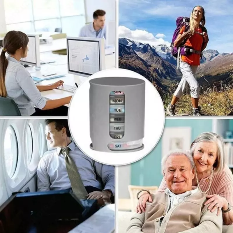 Компактный органайзер для таблеток с ячейками 7 дней Pill Pro (серый)