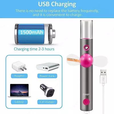 портативный ручной вентилятор для запотевания с 6 видами светодиодных световых схем