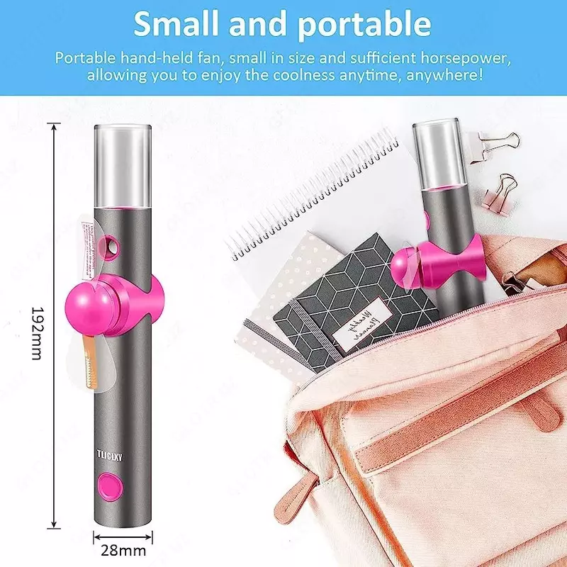 Портативный мини-вентилятор TLICLXY, портативный ручной вентилятор для запотевания с 6 видами светодиодных световых схем