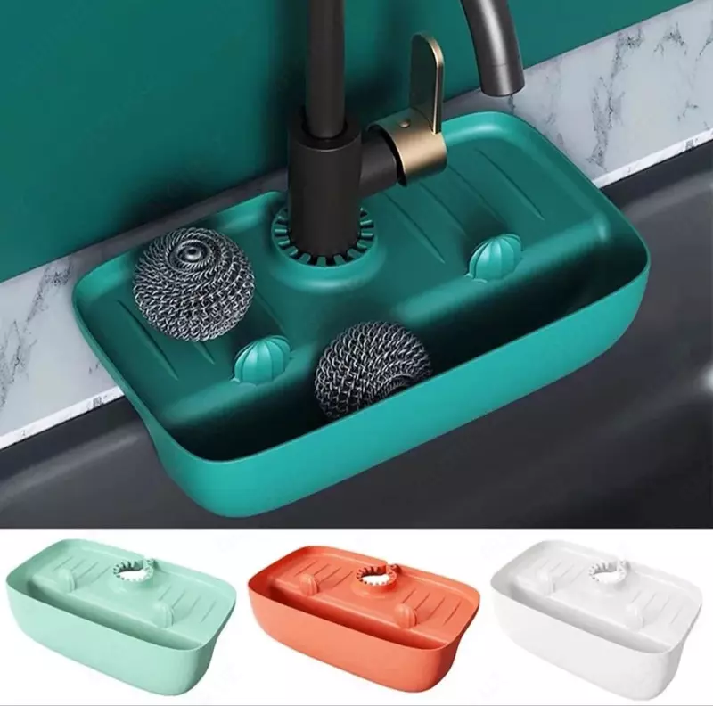 Кухонный коврик для смесителя: Функция самопомогания автоматически осушает воду в силиконовом кухонном лотке мыла из раковины, снимая водные пятна и поддержание сухой воды. 100% сертифицированный: сто