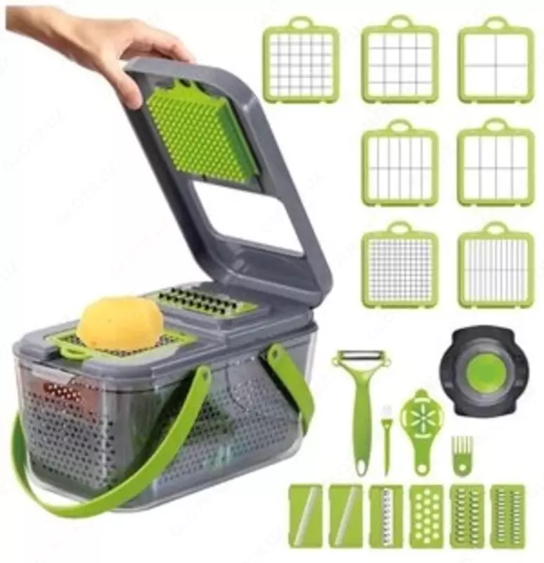  Многофункциональная терка - овощерезка поможет быстро и качественно нашинковать  натереть  измельчить и нарезать разными способами: фрукты и овощи  яй - Домашний Уголок