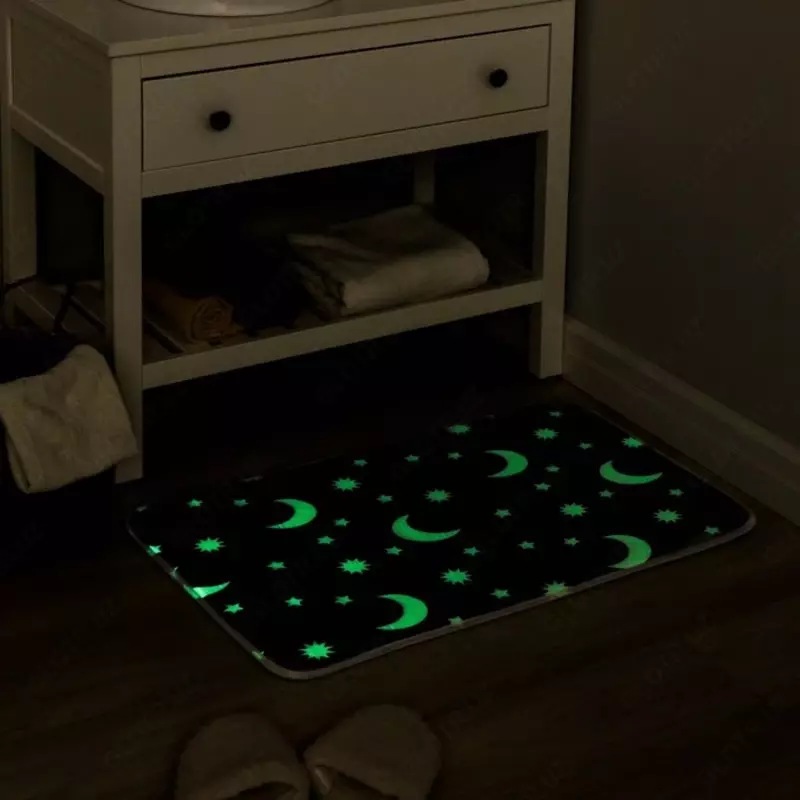 Коврик для ванной светящийся в темноте «Светящиеся фигуры», 50×80 см,