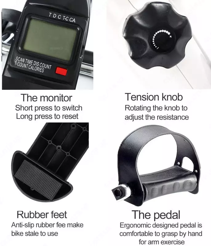   Мини-велотренажёр с компактной конструкцией предназначен для разработки двигательной активности рук и ног после перенесённых травм и операций. Преимущества педального тренажёра в том  что он не заним