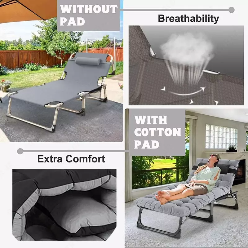 Складная раскладушка с регулируемым подголовником