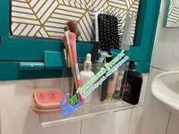  Полочка для хранения на липучке можете хранить пульт дистанционного управления  очки  часы и т. Д. Материал: пластик Размер: прибл. 12x9x5 см-30 000 Размер: прибл. 25x10x5 см-40 000 - Домашний Уголок