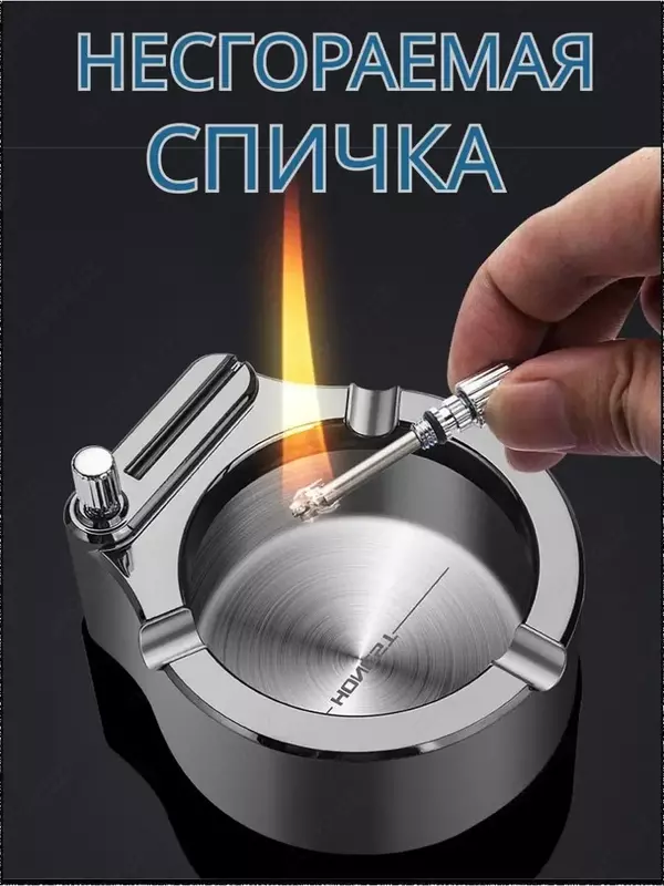  Портативная пепельница в стиле ретро   Пепельница с вечной спичкой отличный подарок. Аксессуар для курения выполнен из нержавеющей стали  благодаря этому металлическая пепельница долговечна - 