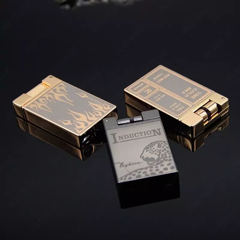 Металлическая Индукционная леопардовая зажигалка, надувная Бутановая газовая зажигалка,