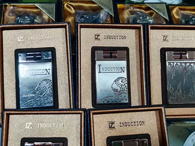 Металлическая Индукционная леопардовая зажигалка, надувная Бутановая газовая зажигалка,
