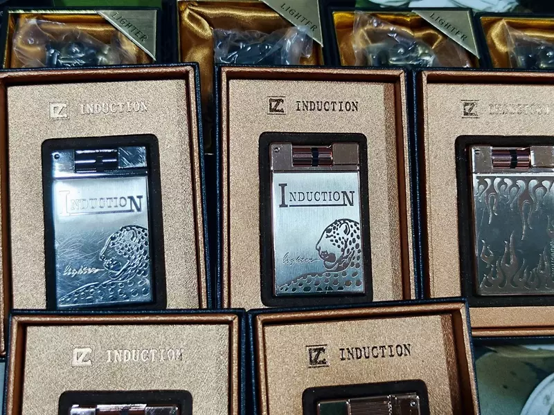 Металлическая Индукционная леопардовая зажигалка, надувная Бутановая газовая зажигалка,